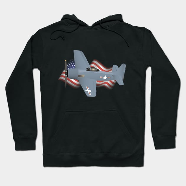 Patriotic WW2 F8F Bearcat Airplane Hoodie by NorseTech